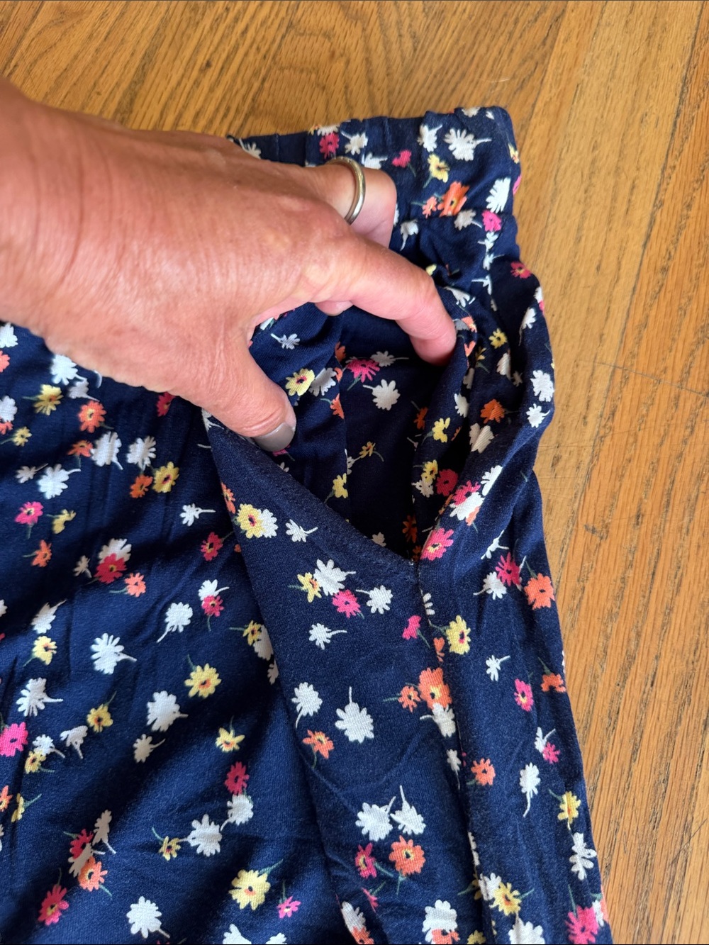 St. John's Bay Navy Floral Midi Skirt with Drawstring Waist medium A376 - Picture 8 of 9